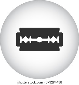 Razor blade simple icon on round background