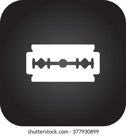 Razor blade simple icon on round background