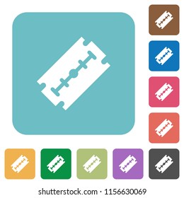Razor blade white flat icons on color rounded square backgrounds