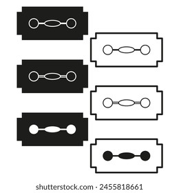 Razor blades Vector set. Monochrome blade designs. Safety razor symbols.