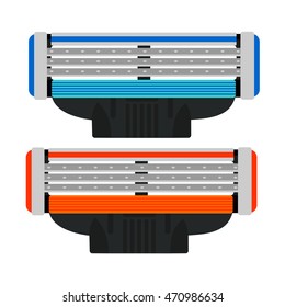 Razor cassette in the vector.Cassette for the shaving machine in vector.Shaving cassette in vector on white background.