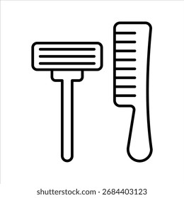 Razor y peine de aseo Icono de Essentials Elementos de diseño Ilustración