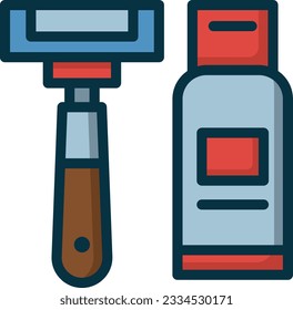 Razor and Cream Color Line Icon - Single Icon, Vector