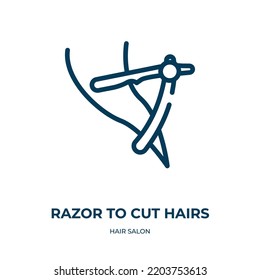 Razor To Cut Hairs Icon. Linear Vector Illustration From Hair Salon Collection. Outline Razor To Cut Hairs Icon Vector. Thin Line Symbol For Use On Web And Mobile Apps, Logo, Print Media.