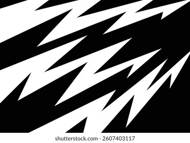 Razor Edged Rhythm Black and white Mono chrome Zigzag with some copy space area