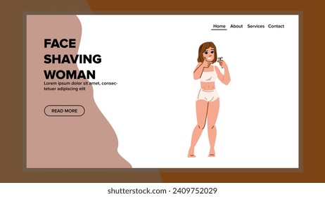 razor face shaving woman vector. shave blade, female beard, skin shaver razor face shaving woman web flat cartoon illustration