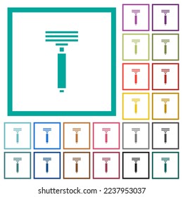 Razor flat color icons with quadrant frames on white background