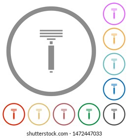 Razor flat color icons in round outlines on white background