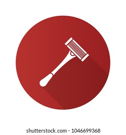 Razor flat design long shadow glyph icon. Shaving tool. Vector silhouette illustration