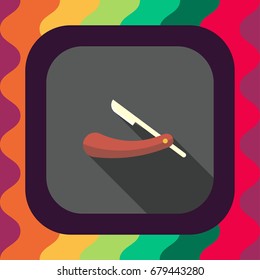 razor flat icon with long shadow, vector illustration