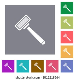 Razor flat icons on simple color square backgrounds