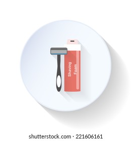 Razor and foam flat icon