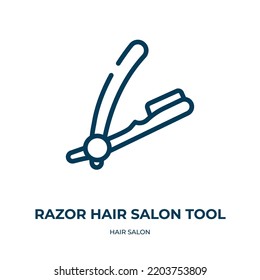 Razor hair salon tool icon. Linear vector illustration from hair salon collection. Outline razor hair salon tool icon vector. Thin line symbol for use on web and mobile apps, logo, print media.