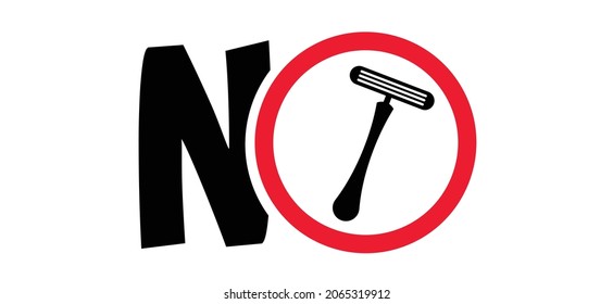 No hay soporte de afeitar con el signo de la hoja de rozor. Vector, prohibido usar el icono de afeitar. No hay pictograma de afeitar o afeitar. Día Mundial de la Prevención del Suicidio 