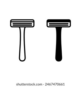 Razor Icon. barber shop sign color editable