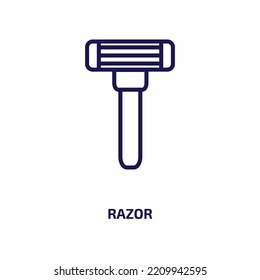 Razor Icon From Beauty Collection. Thin Linear Razor, Cut, Blade Outline Icon Isolated On White Background. Line Vector Razor Sign, Symbol For Web And Mobile