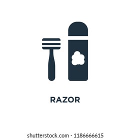Razor icon. Black filled vector illustration. Razor symbol on white background. Can be used in web and mobile.