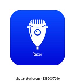 Razor icon blue vector isolated on white background