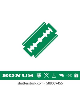 Razor icon flat. Green pictogram on white background. Vector illustration symbol and bonus button
