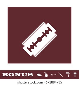 Razor icon flat. White pictogram on brown background. Vector illustration symbol and bonus icons