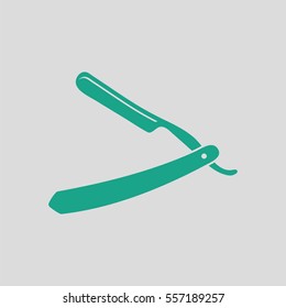 Razor icon. Gray background with green. Vector illustration.
