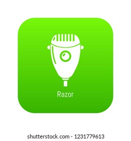Razor icon green vector isolated on white background
