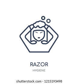 Razor icon. Razor linear symbol design from Hygiene collection. Simple outline element vector illustration on white background.