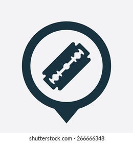 razor icon map pin on white background
