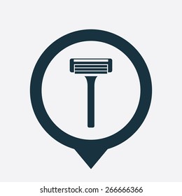 razor icon map pin on white background
