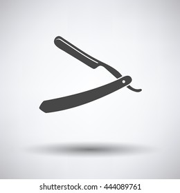 Razor icon on gray background, round shadow. Vector illustration.