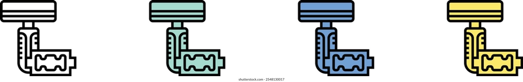 razor icon. Outline, Green, Blue and Yellow Style Design Isolated On White Background