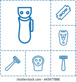 Razor icon. set of 6 razor outline icons