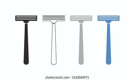 Razor Icon Set. Vector isolated editable set of razor shave illustrations