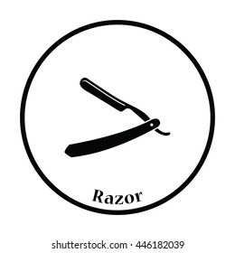 Razor icon. Thin circle design. Vector illustration.