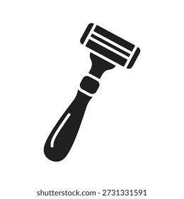 Ilustración vectorial del icono de la maquinilla de afeitar que muestra la cuchilla de afeitar herramienta de higiene de la maquinilla de afeitar cuidado de la depilación concepto de piel de la cara aislado elemento de diseño de fondo blanco