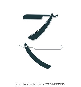 Razor icon vector illustration. Straight razor for shaving.