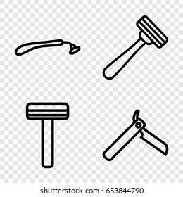 Razor icons set. set of 4 razor outline icons such as