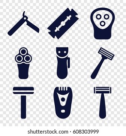Razor icons set. set of 9 razor filled icons such as 