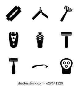 Razor icons set. set of 9 razor filled icons such as 