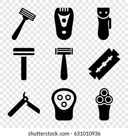 Razor icons set. set of 9 razor filled icons such as