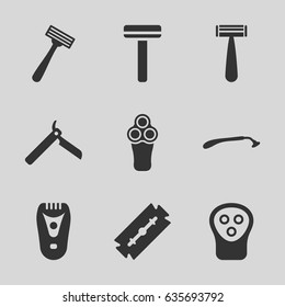 Razor icons set. set of 9 razor filled icons such as