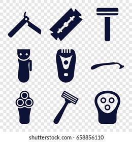 Razor icons set. set of 9 razor filled icons