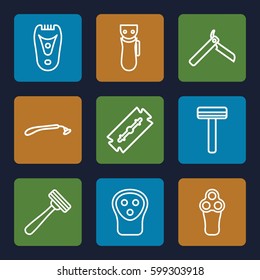 razor icons set. Set of 9 razor outline icons such as 