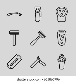 Razor icons set. set of 9 razor outline icons such as