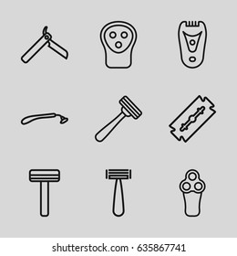 Razor icons set. set of 9 razor outline icons such as