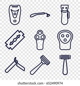 Razor icons set. set of 9 razor outline icons such as
