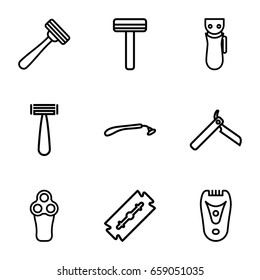 Razor icons set. set of 9 razor outline icons such as