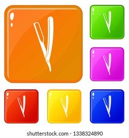 Razor icons set collection vector 6 color isolated on white background