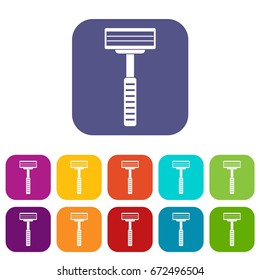 Razor icons set vector illustration in flat style In colors red, blue, green and other