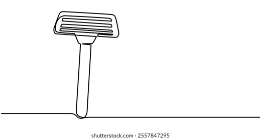 Razor  line art drawing illustration, Continuous line drawing of shaving razor, shave beard, one line, hand drawn, vector illustration, Continuous one line drawing of a razor for men.